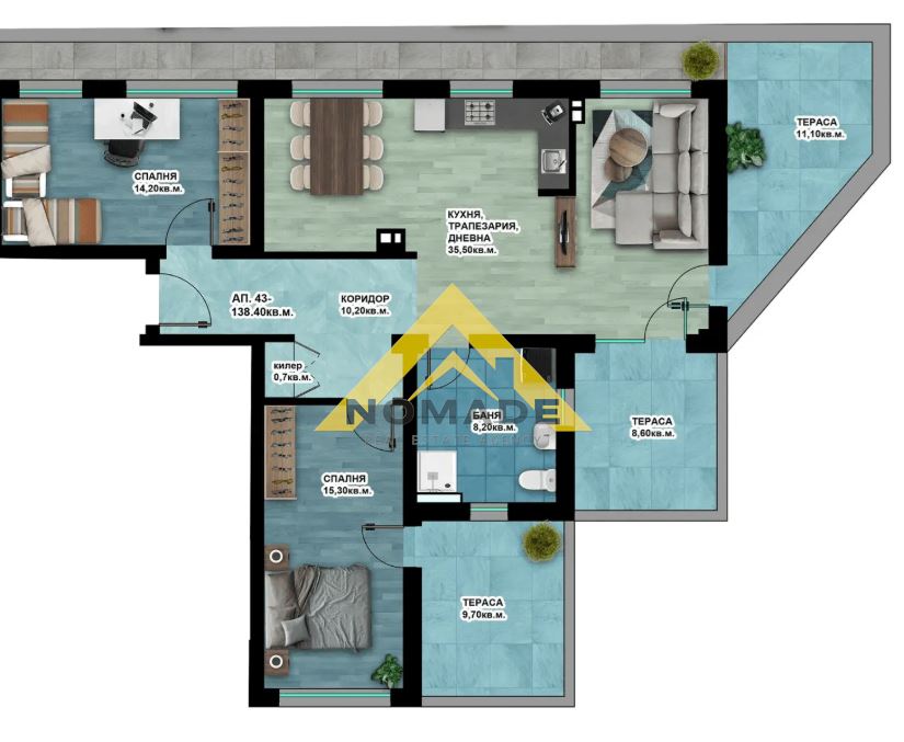 Тристаен апартамент на бул. Пещерско шосе 1250€/кв.м — снимка 7 (Христо Смирненски, Пловдив)